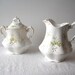 ON HOLD Antique Meakin Sugar Creamer Set Windermere Green Flowers
