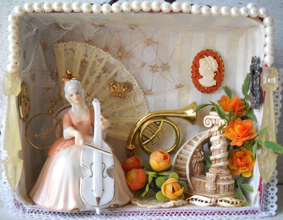 Mixed Media Shadowbox Marie Antoinette's Music Room Diorama
