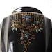 Vintage Redware Pottery Vase - Black Moriage Flowers - Gold Trim