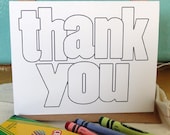 Coloring thank you notecards and envelopes - BULK set of 20 (no crayons or fabric bag)
