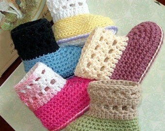 Crochet Pattern 7 Baby Booties Cuffed Boots PDF
