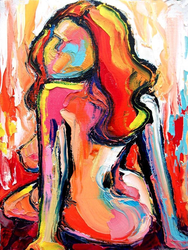 Impasto abstract nude oil painting by Aja