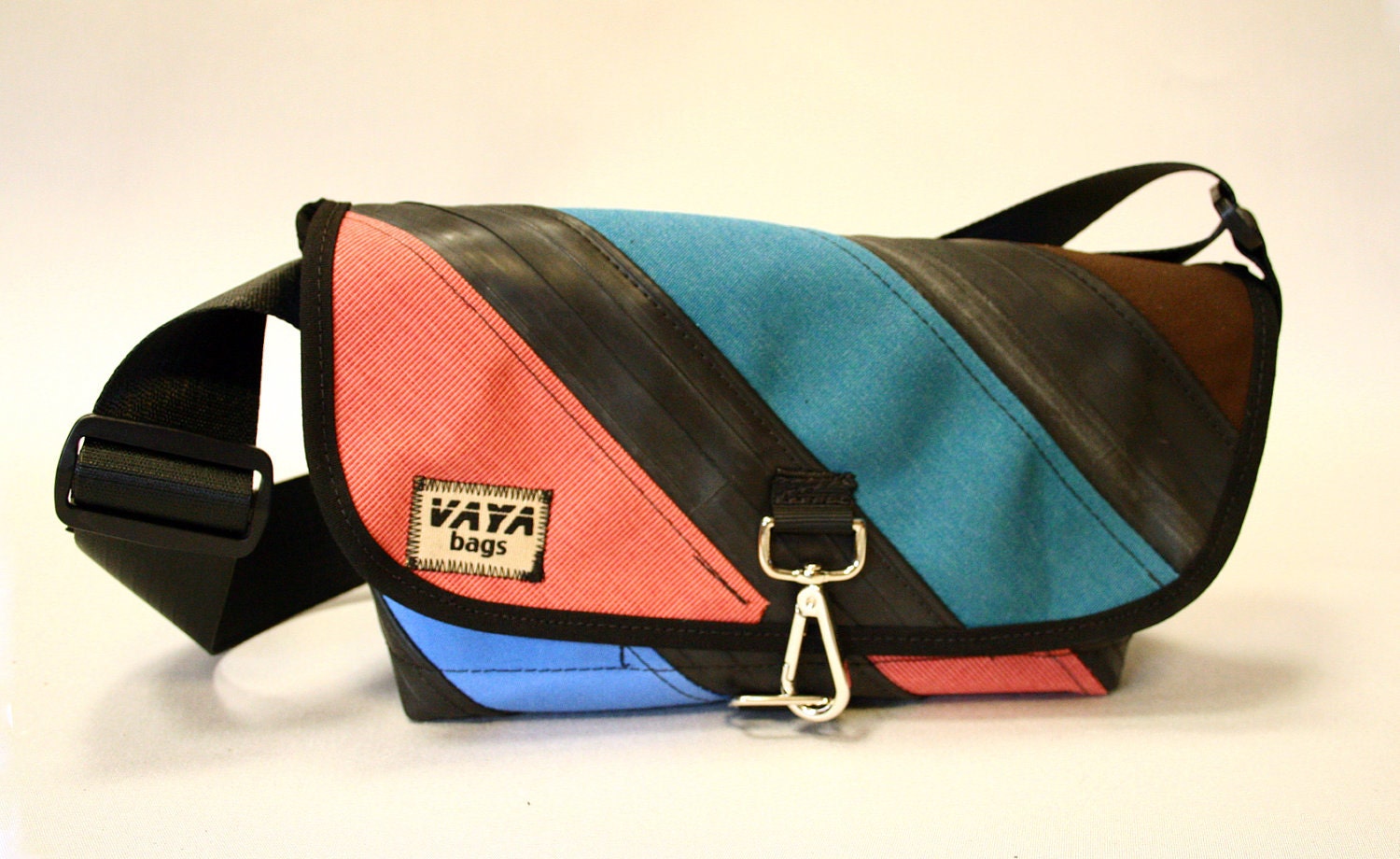 Recycled Bike Tube & Canvas Striped Purse