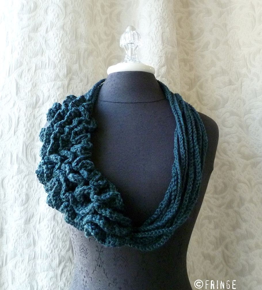 Bustle Scarflette - Wild West Series - Crocheted Scarflette - Wearable Fiber Art by Fringe