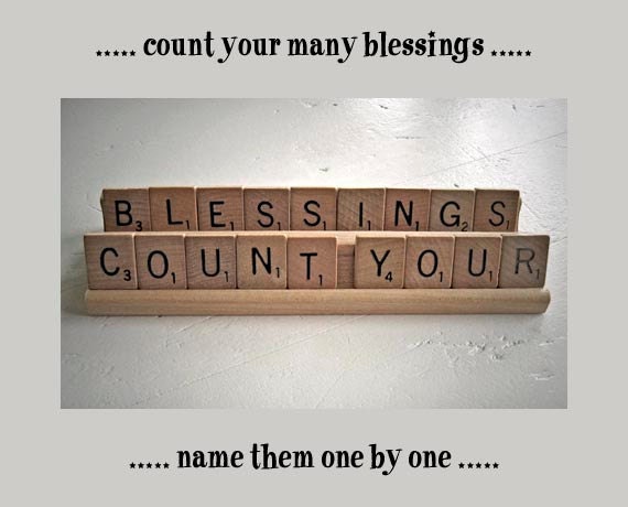 Scrabble Saying Count Your Blessings Encouraging Display Sign