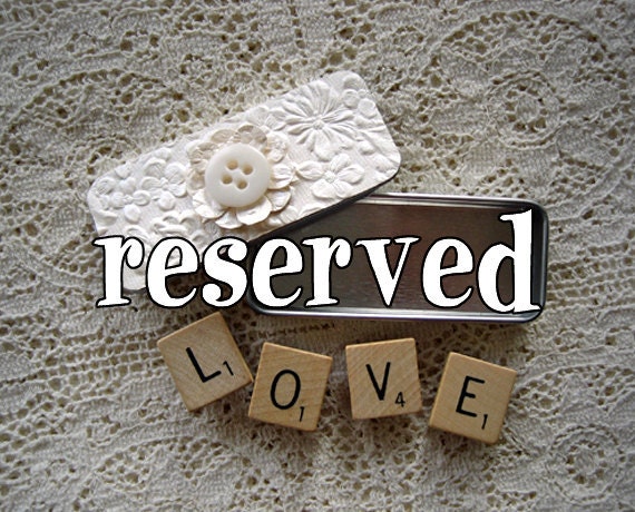 RESERVED for Kara Connell (35) Custom Wedding Favors Scrabble Magnets in Shabby Creamy White Decorated Slide Tin