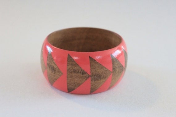 Coral Stained Wood Bangle- S-XL