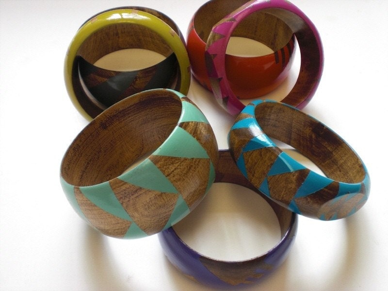 Coral Stained Wood Bangle- S-XL