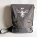 Queen Bee Messenger Bag--Field Bag-- Screen Printed Cotton Canvas-Smoke Grey-Fashion Accessory- Gift for Her-Gift Under 30 Dollars