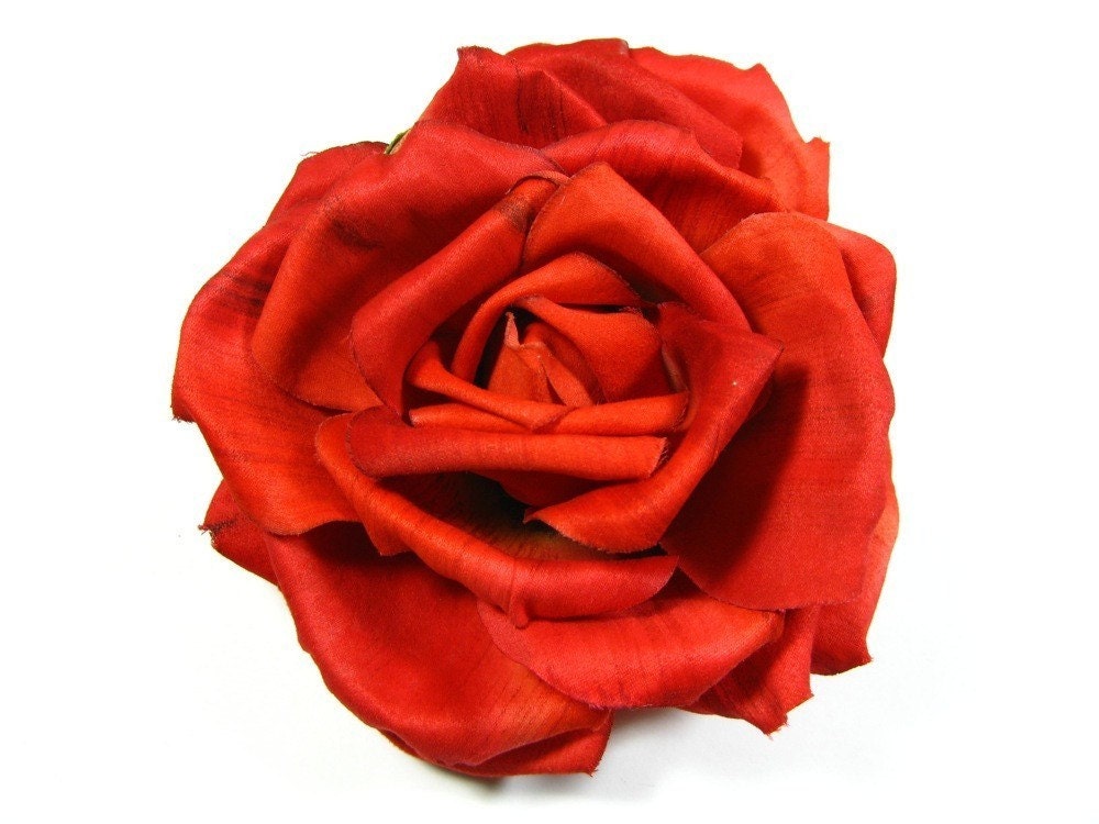 Rockabilly Rebel Plush Cotton Rose by Samantha Sultana - Large Red Rose,Viva Las Vegas,Prom,Fifties,Shabby Chic,Swing Dance,Spring Summer,