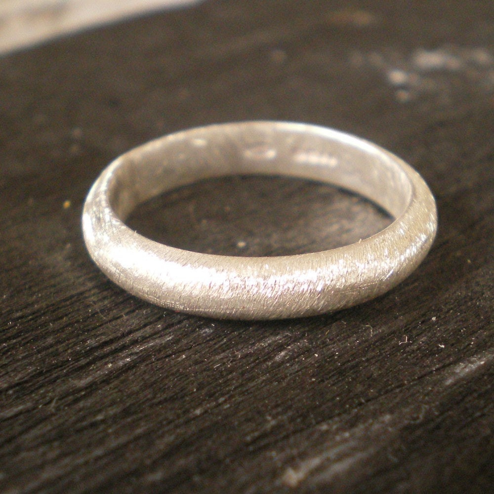Brushed matte sterling silver wedding band