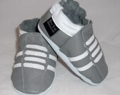 NEW soft sole leather BABY crib shoes gray running, pick your size