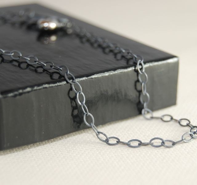 18 inch OVAL Link Oxidized Sterling Silver Chain