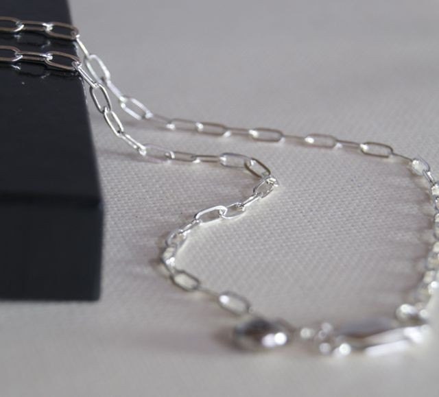18 inch RECTANGLE Link Sterling Silver Chain