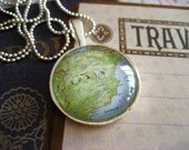 ON SALE Map Necklace Pendant Spain