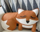 Grayson the Fox Felt Applique Plush Doll Pillow