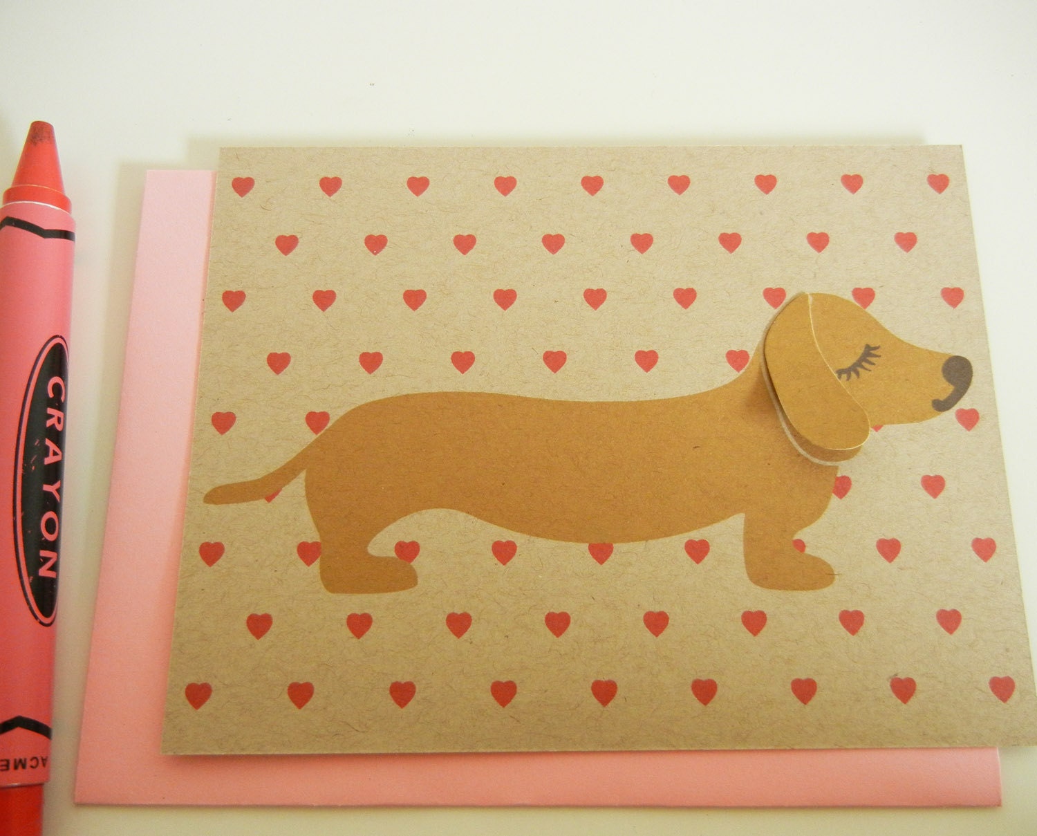 BBQ the Dachshund Heart Print Note Card with Envelope
