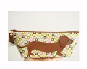 BBQ the Dachshund Multi Spring Floral Blossom Olive Pink Cotton Canvas Case with Vinyl Applique