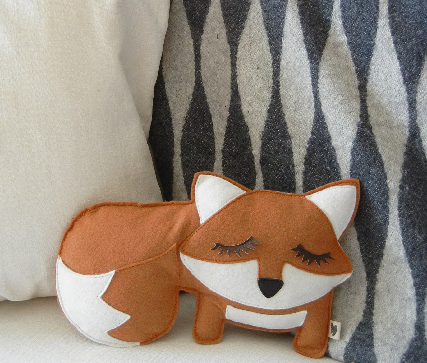 Grayson the Fox Felt Applique Plush Doll Pillow