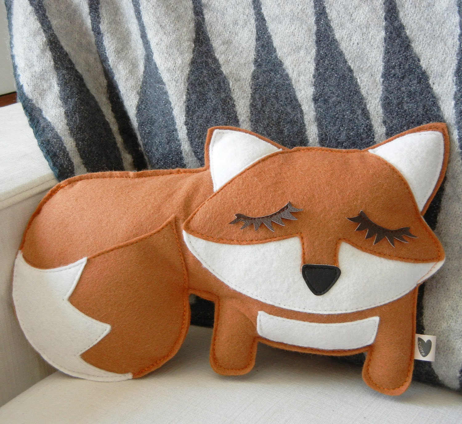 Grayson the Fox Felt Applique Plush Doll Pillow