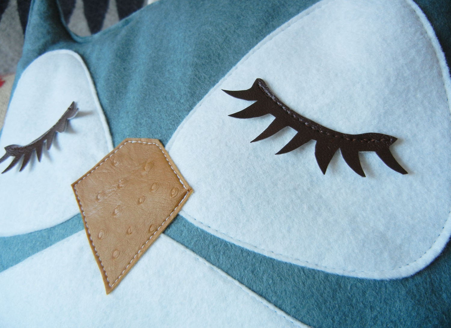 Mosby the Owl Vintage Inspired Wool Olive Felt Applique Decorative Doll Pillow
