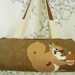 Anderson the Squirrel Faux Bois Wood Print Vintage Inspired Cotton Canvas Duffel Tote Bag Pursewith Vinyl Applique