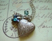 A night you should never forget... Antique Silver Plated Rose Heart Locket Necklace. Eiffel Tower Necklace. Heart Necklace. Gift for Her
