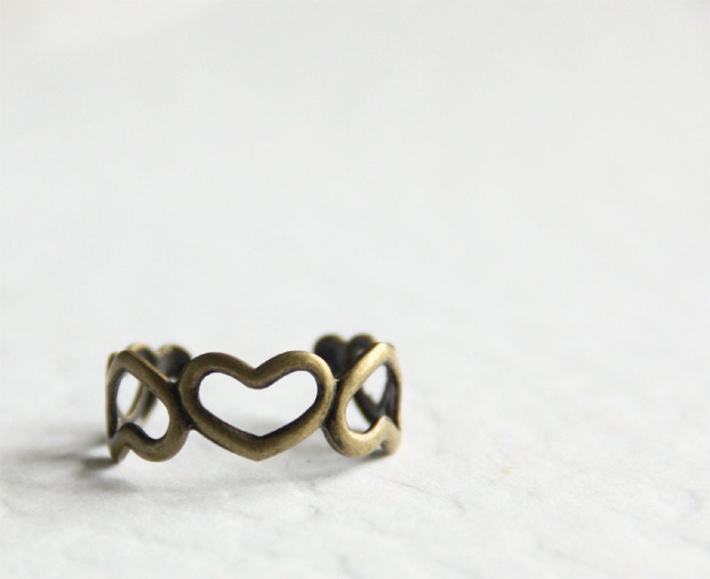 Heart with hearts Ring. Adjustable. Free Size. Cute and Adorable. Free Shipping. Clearance Sale
