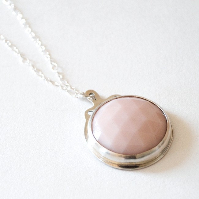 Faceted Vintage Glass Sterling Fob Pendant