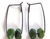 Perch Sterling and Nuggets of Jade Earrings