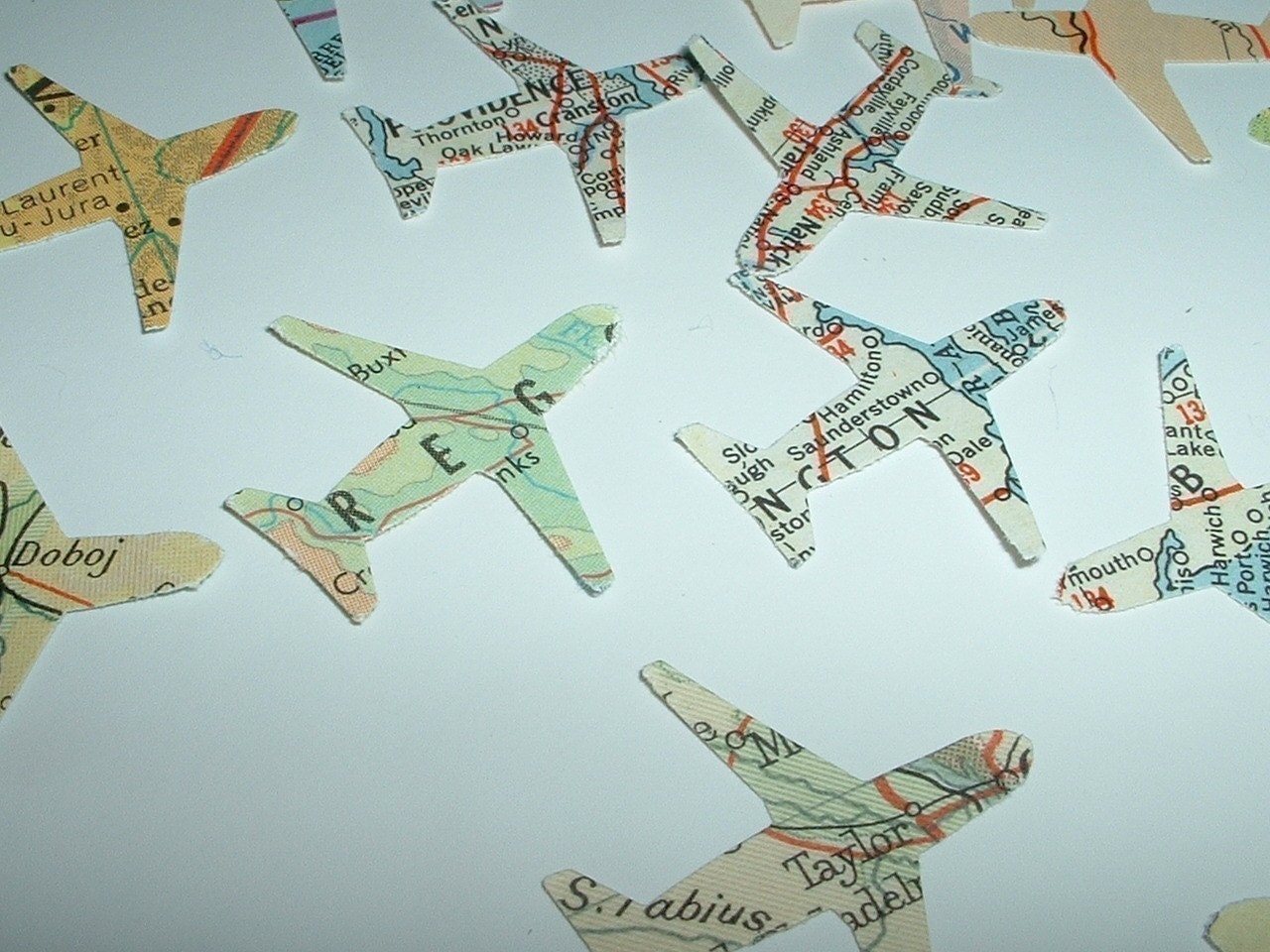 100 AIRPLANES Vintage Atlas Map Punches Great for Travel Theme Table Confetti