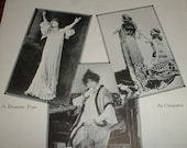 1924 SARAH BERNHARDT Antique Black and White Plate Print  for Altered Art or Framing