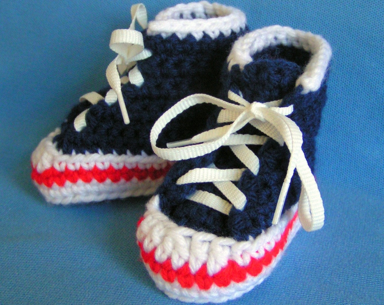 Baby Sneaker Booties High Tops in Navy Blue Size 0-3 months