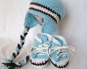 Baby Earflap Hat and High Top Bootie Set Made to Order