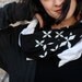 Infinity Scarf Black and white with silkscreened diamond motif, circle scarf