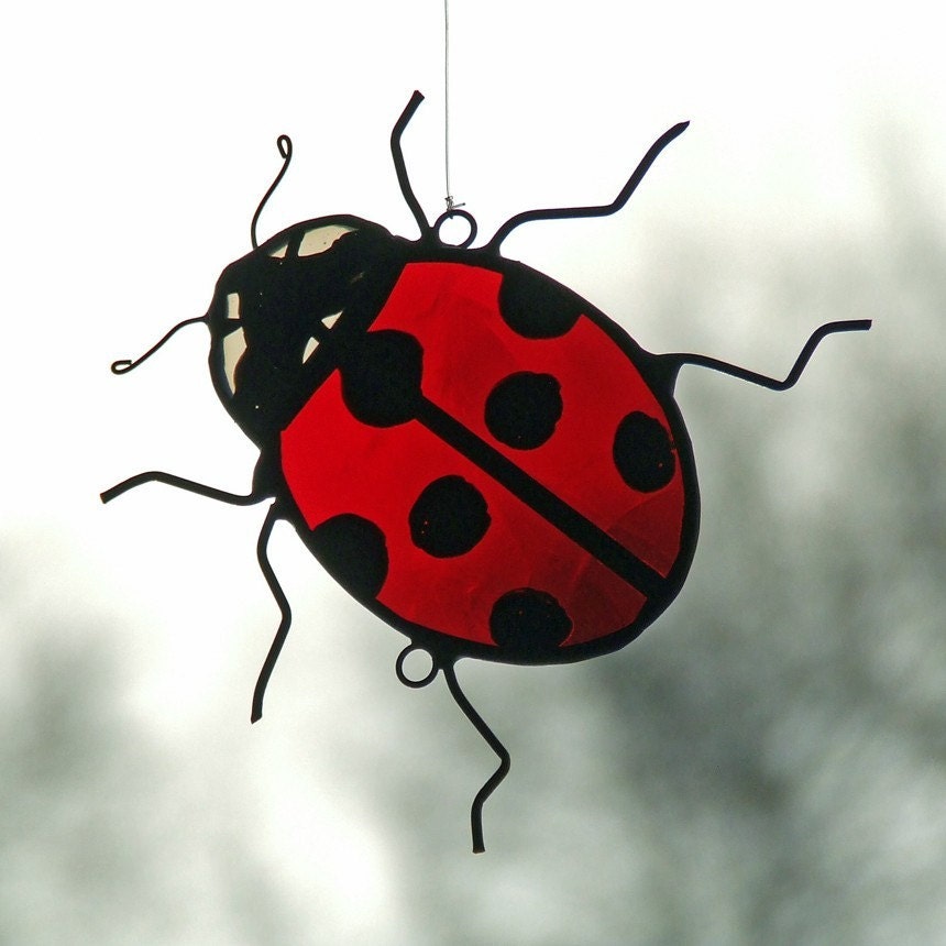Stained Glass Ladybug with painted detail