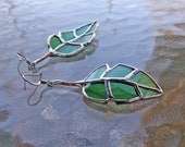 Elm Leaf Earrings - Recycled Green Glass - Mother's Day Gift Mother's Day Jewelry Eco Friendly Jewelry