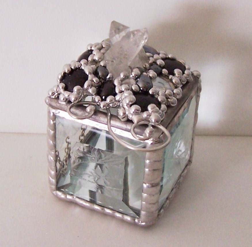 Quartz Crystal and Black Star Sapphire Jewery Box OOAK