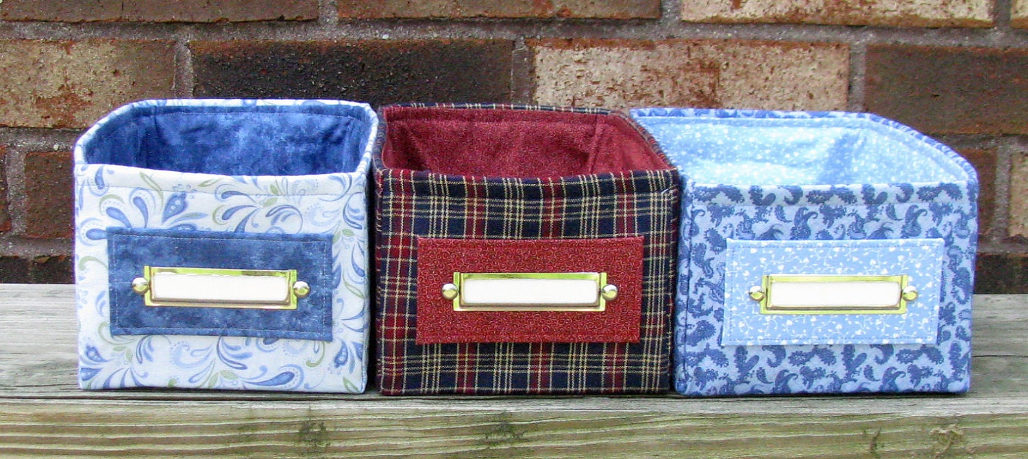 Fabric File Boxes - Blue, Red, Green