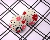 Fanciful Flowers Fabric Button Post Earrings