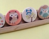 Owl Stampede Set of Five (5) One Inch Button Magnets