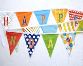 Happy Birthday Fabric Flag Banner Garland