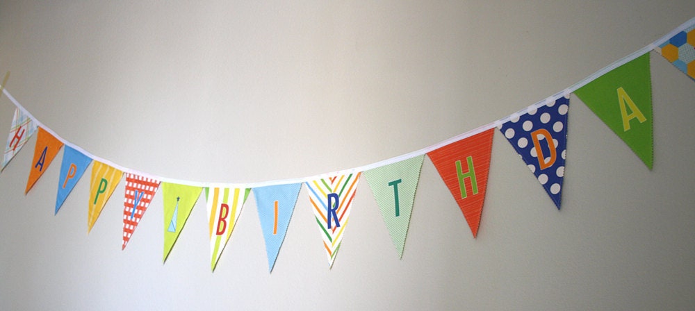 Happy Birthday Fabric Flag Banner Garland