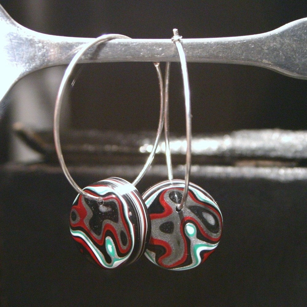 Detroit Fordite Sterling Silver ... Earrings ... Jungleland