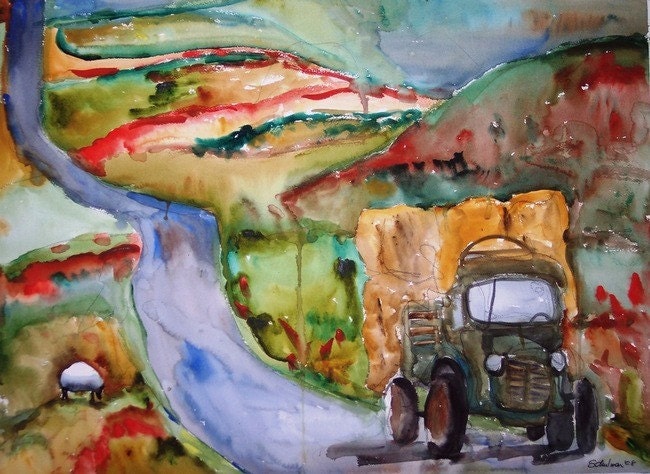 Landscape Print, watercolor of Ireland Countryside print st patricks day gift idea