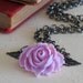 50% off SALE - Rose Necklace, Metal Stamping, Blush Pink Rose, Feminine, Romantic, Valentines day, Gifts for Her