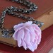 50% off SALE - Rose Necklace, Metal Stamping, Blush Pink Rose, Feminine, Romantic, Valentines day, Gifts for Her
