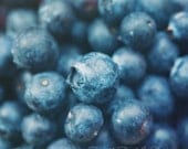 Fine Art Photograph, Blueberries, Blue Tones, Rustic Vintage Feel, Food Photo, Summer Fruit, Macro, Kitchen Art, Foodie, Square 8x8 Print