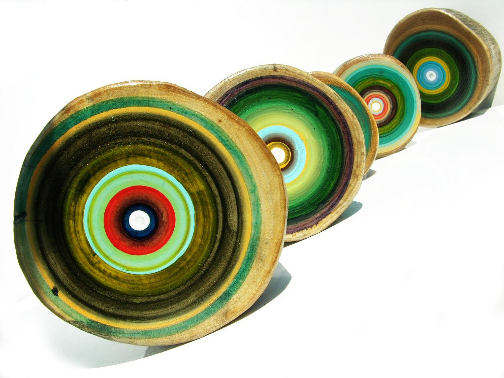 Eco Friendly Green Tree Ring Paintings Unique Holiday Gift for HIM