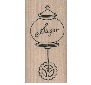 Sugar bowl  with wheels tea party  Steampunk Rubber Stamp un mounted designed by Mary Vogel Lozinak no 18553